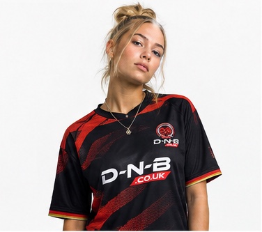 Black and red D-N-B football shirt